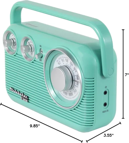 Miniatura 6 de Studebaker SB2003BT Bluetooth Retro Radio AM/FM portátil con CA o operación de batería (verde azulado)