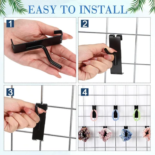 Miniatura 5 de Zonon 100 ganchos de rejilla para pared, accesorios de rejilla de metal de 2/4/6 pulgadas, ganchos de exhibición para minoristas, garaje, tienda