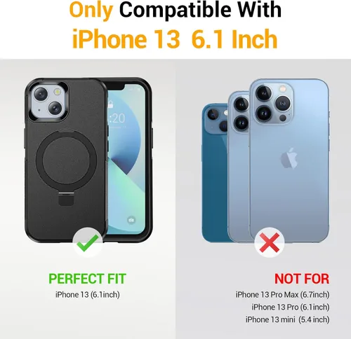 Miniatura 9 de jaroco Funda para iPhone 13, con [Protector de Pantalla de Privacidad] [Soporte Magnético con Patilla] [Compatible con MagSafe], Funda de Teléfono
