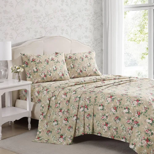 Miniatura 2 de Laura Ashley - Sábanas tamaño King, juego de ropa de cama de percal de algodón, ligeras y transpirables para decoración del hogar