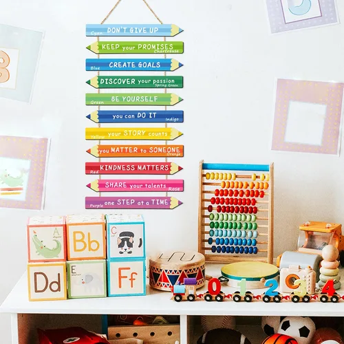 Miniatura 15 de Colorida calcomanía de pared inspiradora, citas motivacionales, calcomanías de pared con texto positivo para aula, diseño de lunares extraíbles