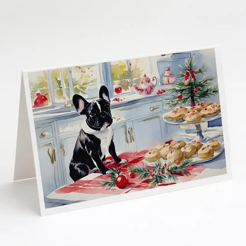 Miniatura 20 de Caroline's Treasures DAC3884GCA7P Paquete de 8 tarjetas en blanco de Navidad con galletas de husky siberiano Tarjetas de felicitación con sobres