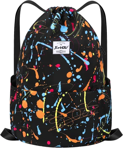 Xeyou - Mochila deportiva con cordón ajustable, ligera, para gimnasio, yoga y exterior, mochila casual tipo morral para mujeres y hombres