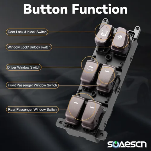 Miniatura 3 de Hyundai Sonata - Interruptor de ventana eléctrica, control principal del lado del conductor, conjunto de cerradura de puerta, color beige