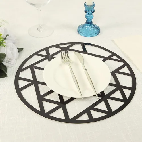 Miniatura 4 de Efavormart - Juego de 6 manteles individuales triangulares geométricos cortados con láser, 13 pulgadas, redondos, desechables, de cartón, 27.64 oz/m²