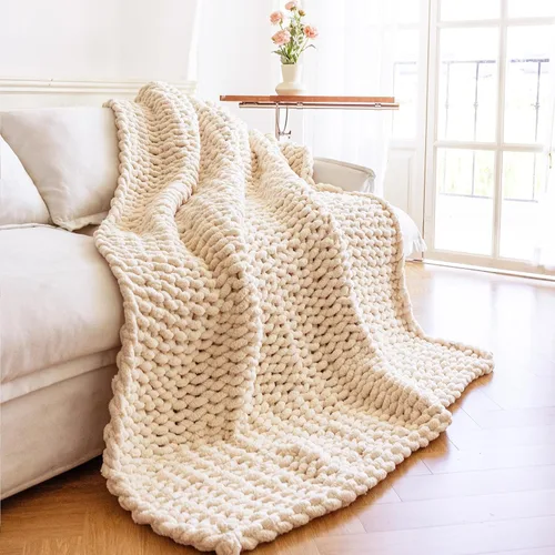 Miniatura 7 de Manta de Punto Grueso - Manta de Tiro Suave y Acogedora de Lujo 40 * 50, Manta 100% Tejida con Nudo de Cuerda para Sofá, Sofá, Decoración del Hogar
