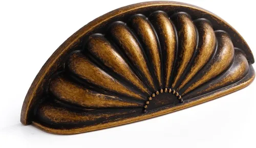 Tiradores de Copa de Latón Antiguo para Gabinete 2.5" Distancia Entre Centros Paquete de 5 Tiradores Vintage para Cajones Herrajes de Cocina Manijas