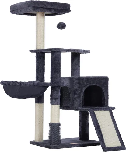 Miniatura 7 de Heybly Árbol de Gato con Cepillo Auto-Limpieza, Torre de Gato para Interior con Nido Acolchado, Casa de Gato con Cesta, Tabla de Rascar y Poste