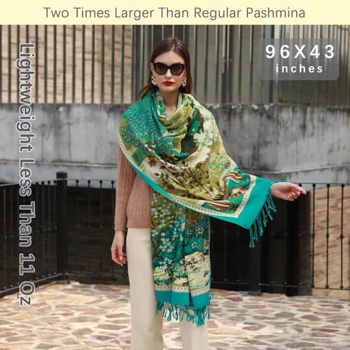 Miniatura 60 de DANA XU Manta de pashmina extragrande 100% de lana merina, bufanda de viaje, bufanda de cachemira para mujer, otoño e invierno, chal de gran
