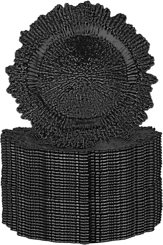 Miniatura 8 de Juego de 32 bajoplatos Reef para mesa de cena, bandeja de servicio, bajoplatos florales de plástico decorativos para decoración de mesa, para bodas
