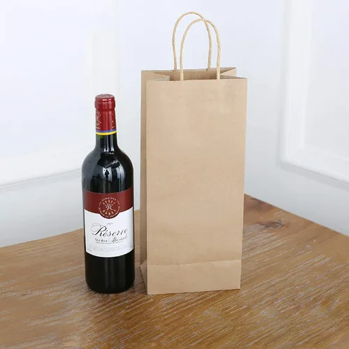 Miniatura 6 de WUWEOT Paquete de 50 bolsas de papel para vino, 5.6 x 3.3 x 12.6 pulgadas, bolsa reciclable de vino marrón, bolsa de regalo de papel kraft