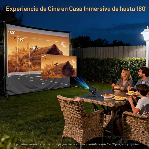 Miniatura 6 de Mini Proyector con WiFi y Bluetooth, Proyector Portátil Nativo 1080P Compatible con 4K con Soporte Ajustable de 180°, Pantalla Máxima de 180