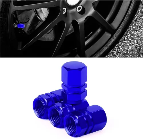Miniatura 22 de Osilly Tapones de válvula de vástago de neumático de automóvil, 4 piezas de cubiertas de vástago de válvula de aleación de aluminio, resistentes a
