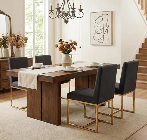 Miniatura 12 de Shunzhi Juego de 2 sillas de comedor modernas tapizadas de cuero PU, sillas de comedor de mediados de siglo, sillas laterales sin brazos, cómodas