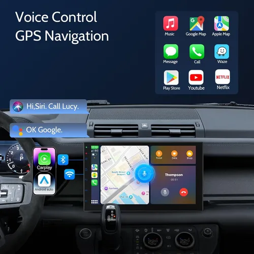 Miniatura 4 de Haudio Estéreo inalámbrico de doble DIN de 7 pulgadas con Carplay y Android Auto, Bluetooth, canal RCA, cámara de respaldo, SWC, FM/AM, pantalla