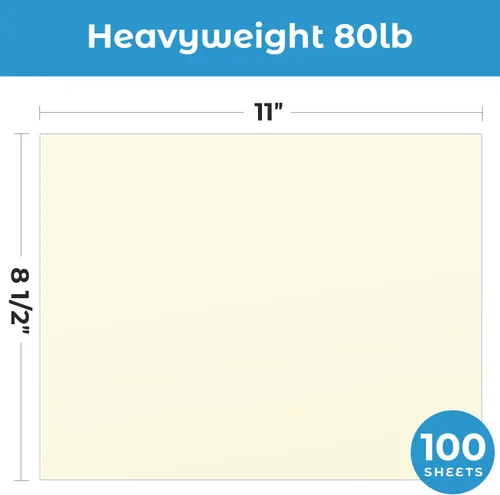 Miniatura 2 de Ohuhu Papel de cartulina de color crema, 100 hojas – 8.5" x 11" Cartulina pesada 80 lb/216 gsm para manualidades y fabricación de tarjetas