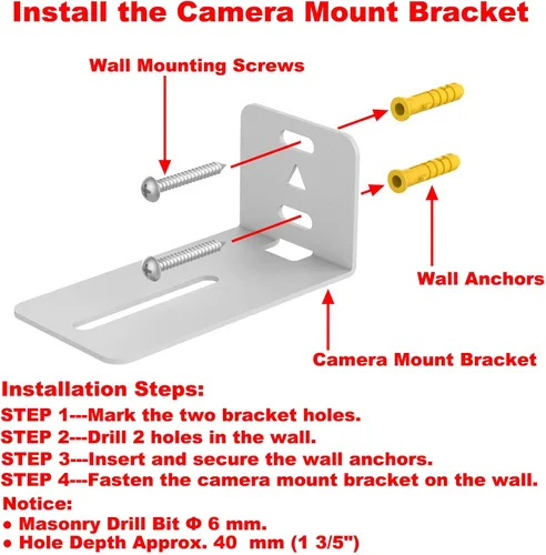Miniatura 4 de Soportes de montaje en pared universales para cámara Wyze Pan V2, V3 y otras cámaras de interior, soportes de pared para cámaras pequeñas de casa