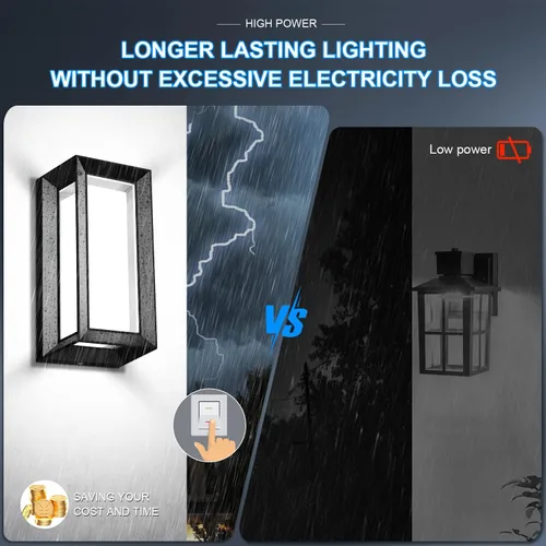 Miniatura 7 de ledmo Luces de Pared para Exteriores 1800Lm Luz Moderna para Porche al Aire Libre 6000K Iluminación Brillante Negra Accesorio de Iluminación