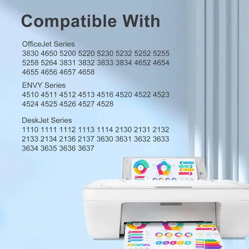 Miniatura 2 de TEINO 63XL - Cartuchos de tinta de repuesto en negro y color para HP Ink 63 63XL, paquete combinado para impresoras HP OfficeJet 4520 3830 4650 5258