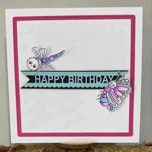 Miniatura 4 de Tiras de palabras, marco de metal, troqueladas, palabras huecas, feliz cumpleaños, marco de tira de fondo, troqueles de corte de boda, plantillas