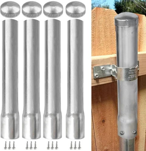 Miniatura 9 de Paquete de 2 extensores de poste de metal de diámetro exterior de 2-3/8 pulgadas, altura de extensión de poste de valla de 12 pulgadas, acero