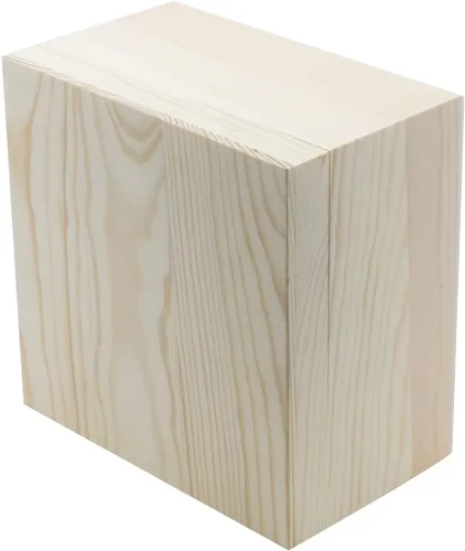 Miniatura 3 de MY MIRONEY 2 cajas de almacenamiento de madera sin terminar con tapa superior de 5.91 x 5.91 pulgadas, caja cuadrada de madera de pino