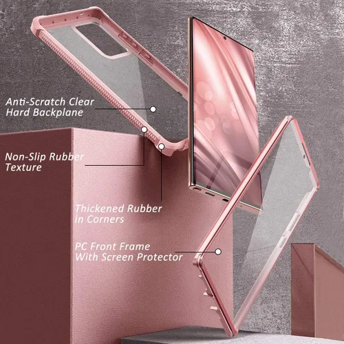 Miniatura 5 de Dexnor Funda para Galaxy Note 20 Ultra con Protector de Pantalla Transparente Metal Electrochapado 360 Cuerpo Completo Resistente Protectora Rosa