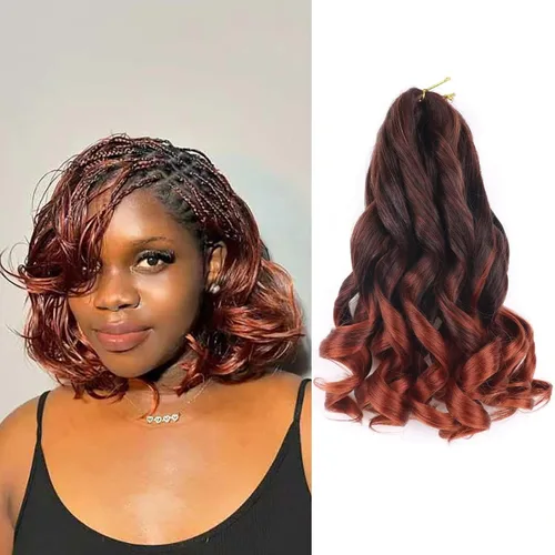 Miniatura 22 de Cabello rizado francés trenzado de 10 pulgadas, color 4, cabello rizado preestirado, 8 paquetes de trenzas de ganchillo de rizo francés para trenzas