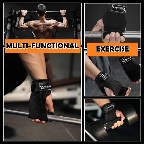 Miniatura 5 de Correa de muñeca para levantamiento de pesas, agarres de cuero de doble capa, correas ajustables para levantamiento de pesas para entrenar