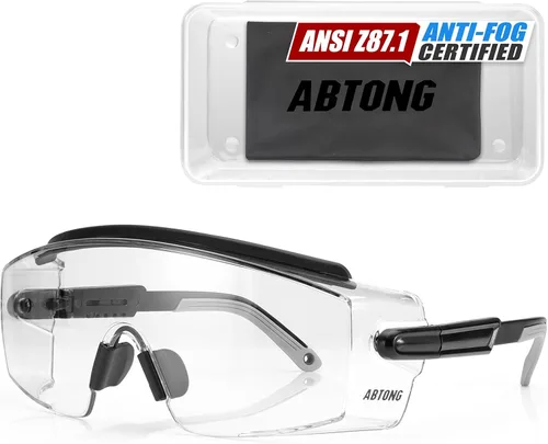 Gafas de Seguridad Sobre Anteojos — Gafas de Seguridad Certificadas ANSI Z87.1 con Lentes Envolventes Transparentes UV380 Antivaho y Antirrayaduras