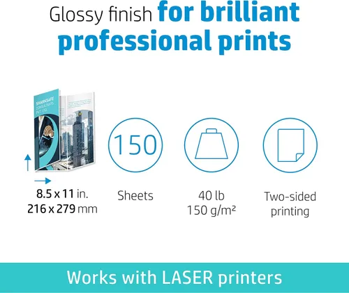 Miniatura 2 de HP Papel comercial triple mejorado, brillante, 8.5x11 pulgadas, 40 libras, 150 hojas, funciona con impresoras láser (Q6612A)