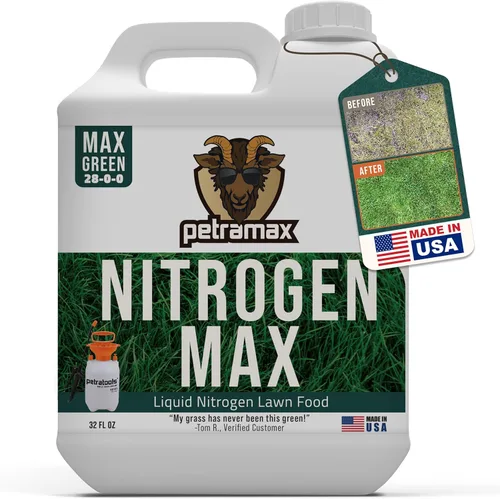 Petramax Fertilizante líquido de nitrógeno 28-0-0 NPK – Fertilizante líquido de césped de primavera y verano de 32 oz para césped, fácil aplicación