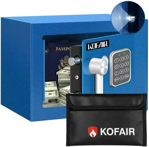 Miniatura 9 de Caja de seguridad KOFAIR para el hogar (0.23 pies cúbicos) con bolsa ignífuga, caja de seguridad personal para ahorro de efectivo, caja de seguridad
