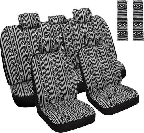 HAIYAOTIMES Fundas para Asientos de Automóvil Baja Saddle Blanket Juego Completo con Almohadillas para Cinturón de Seguridad, Fundas de Asiento