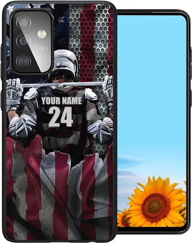 Miniatura 5 de Fundas de teléfono con número de nombre personalizado, diseño de bandera de Estados Unidos, para Galaxy A16/A15/A25/A14/A54/A53 Béisbol
