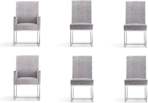 Miniatura 15 de Manhattan Comfort Element Mid Century - Silla de comedor tapizada moderna, juego de 6, color azul
