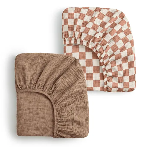 Miniatura 85 de Blissful Diary Sábanas de muselina para cuna para niñas, sábana de bebé de algodón suave bohemio para colchón de cuna estándar de 52 x 28 pulgadas