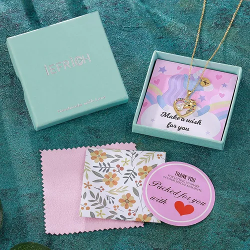 Miniatura 7 de Regalos de unicornio para niñas y niños a la moda Collar de unicornio con corazón de circonita cúbica para niñas, adolescentes, collar de unicornio
