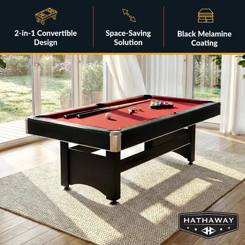 Miniatura 13 de Hathaway Spartan - Mesa de billar de 6 pies, con mesa combo de ping pong y juegos múltiples para salas de juegos de recreación familiar - Incluye