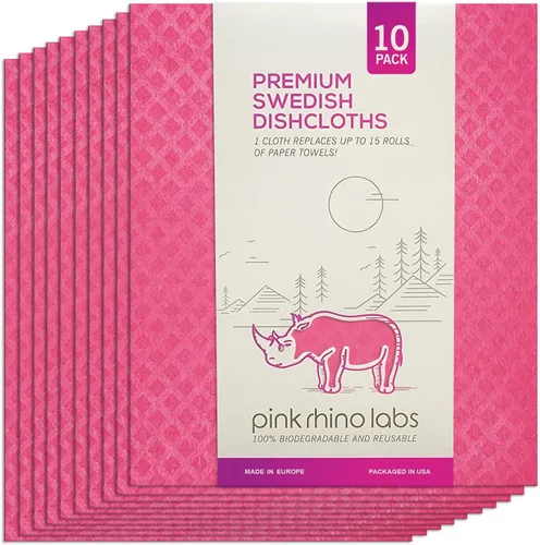 Miniatura 16 de Paños de cocina suecos – Toallas de cocina reutilizables ecológicas – Paquete de 10 paños de limpieza para platos, encimeras y superficies – Surtido