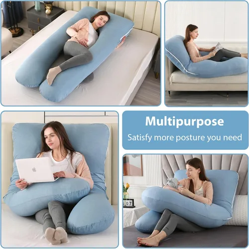 Miniatura 5 de Amagoing - Almohada de embarazo refrescante para dormir, almohada de maternidad en forma de U de cuerpo completo para mujeres con dolor de cadera