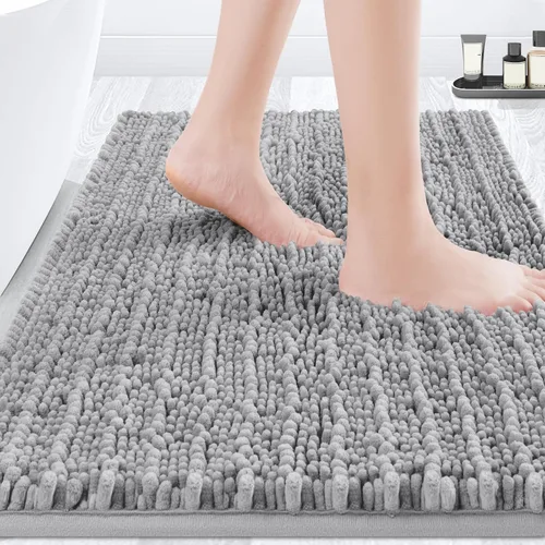 Miniatura 31 de ACCUMTEK - Juego de 2 alfombras de baño de lujo en color beige de 32"x20"+24"x17", alfombras de baño ultra suaves y gruesas absorbentes, alfombra