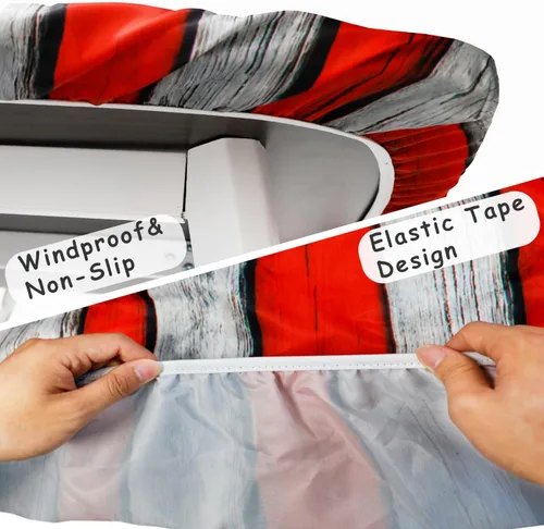 Miniatura 5 de Juego de fundas para mesa de picnic con bandera estadounidense con textura de madera, impermeable, resistente al viento, para campamento, manteles