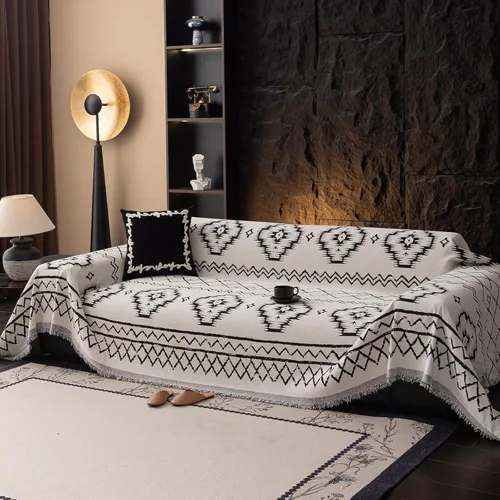 Miniatura 8 de DREAMINGO Fundas de sofá para sofá, estilo bohemio, geométrico y jacquard vintage, de 2 plazas, antideslizante, protector de muebles de felpilla