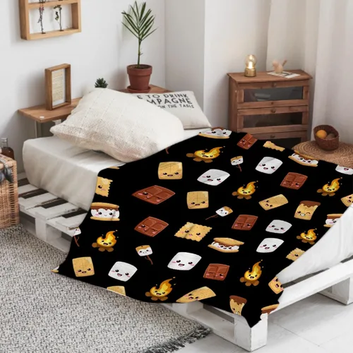 Miniatura 5 de Linda manta de S'Mores ligera de felpa mullida súper suave, manta de franela de forro polar para decoración del hogar, regalos para cama, sofá, sala