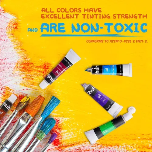 Miniatura 7 de Ohuhu Juego de pintura al óleo, 36 colores a base de aceite, 0.4 fl oz/0.42 oz x 36 tubos no tóxicos, suministros para pintura al óleo para lienzo
