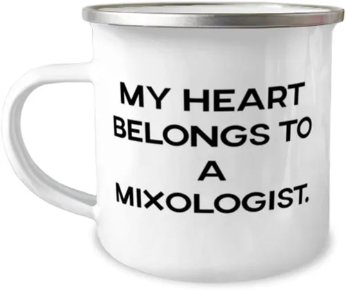 My Heart Belongs To a Mixologist. Taza de camper de 12 onzas, mixólogo, regalos de mordaza para mixólogo de colegas, suministros de bar,