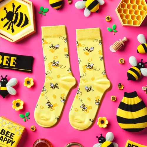 Miniatura 4 de HAPPYPOP Regalos divertidos de abeja, regalos de dinosaurio para mujeres y niñas, calcetines novedosos con diseño de flamenco y gato para mujer