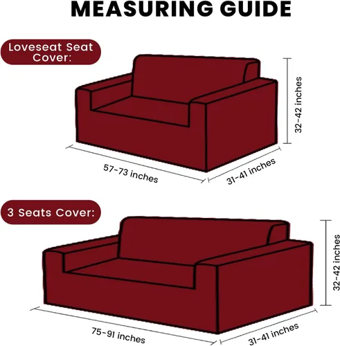 Miniatura 4 de Anibedding - Funda estampada de Navidad roja para sofá de 2 cojines, funda elástica con renos y copos de nieve para sofá, funda de sofá lavable a