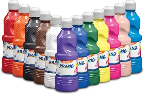 Prang témpera líquida lista para usar Azul; Blanco; Negro; Violeta; Melocotón; Amarillo; Verde; Magenta; Marrón; Rojo; Naranja; Turquesa-Azul
